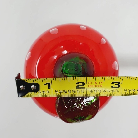 Handblown Apple Paperweight With Green Stem Glass Kitchen Home Decor - Picture 6 of 8